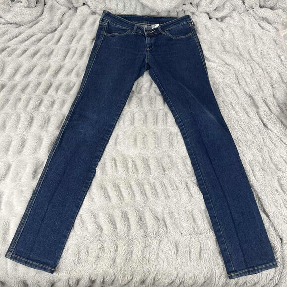 H&M Denim - H&M Jeans Women 29/32 Low Rise Skinny Blue Denim Stretch Mid Wash Y2K 30"x31"